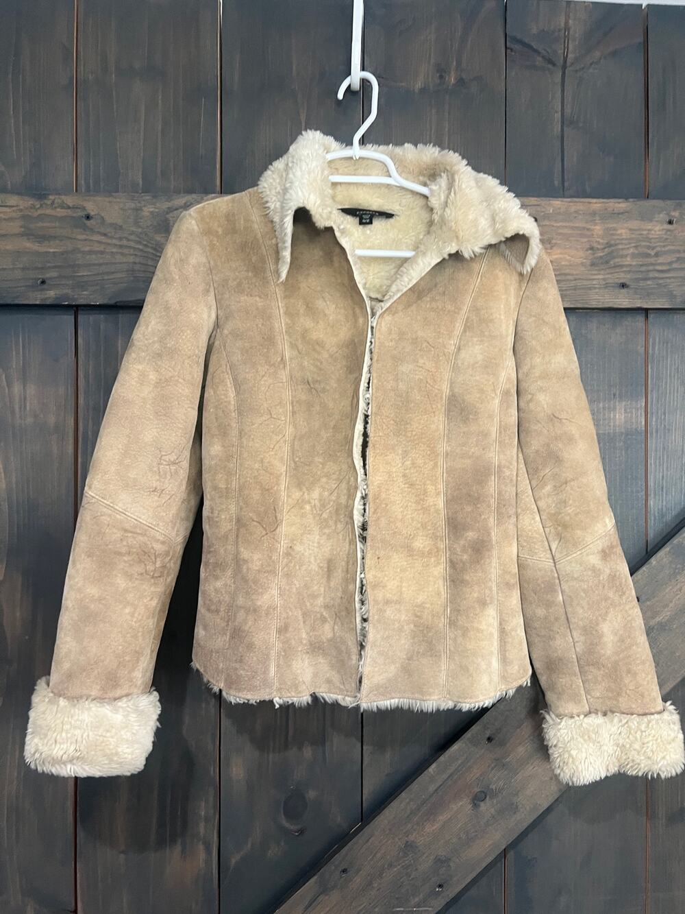Vintage Express Leather Jacket Womens Size 11/12 Tan Camel Lined Coat Y2K Rare